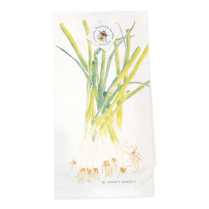 Tea Towel - Green Onions by Chavah's Garden