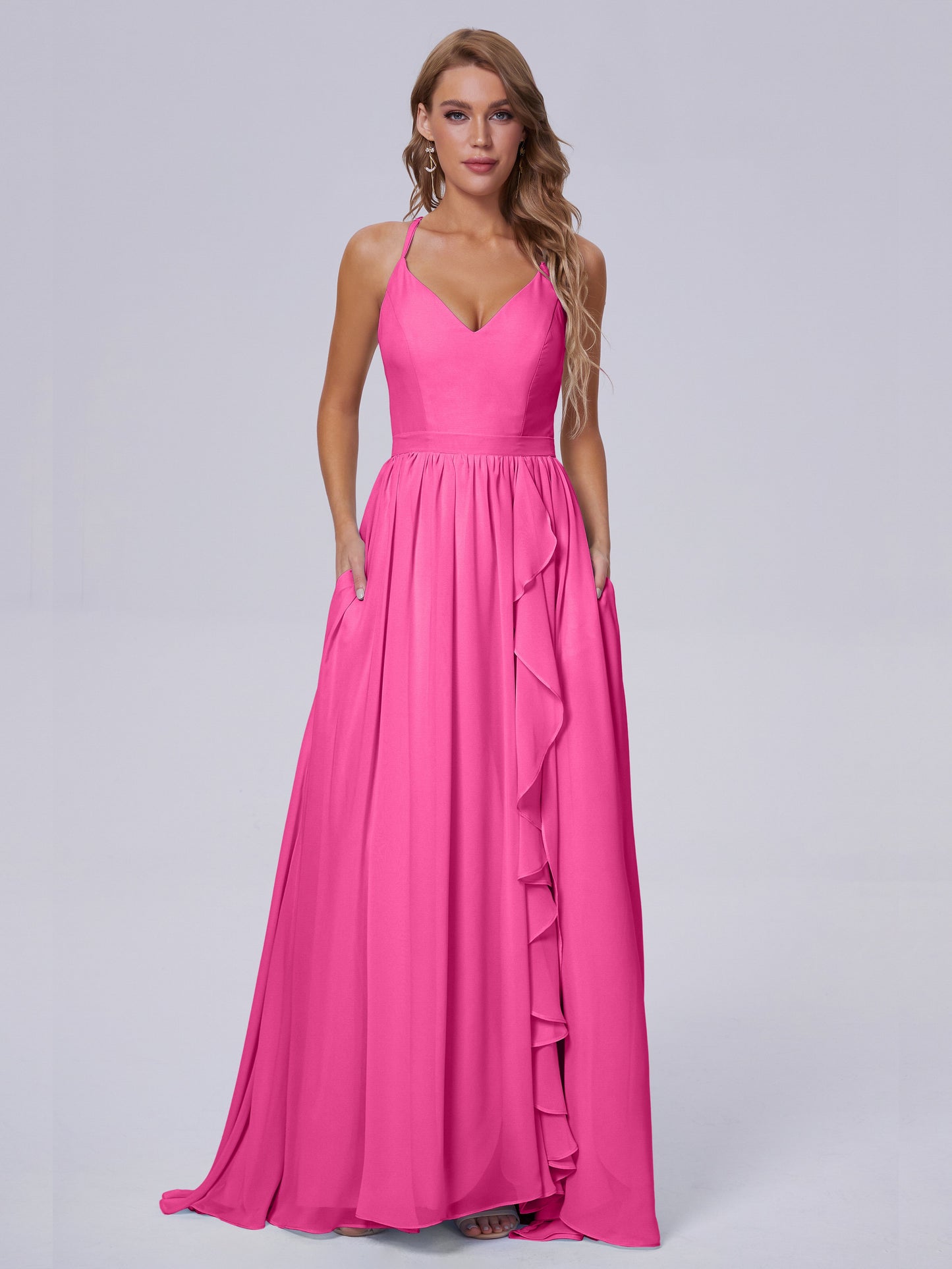 Teagan Elegant Straps Chiffon Long Bridesmaid Dresses
