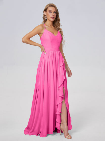Teagan Elegant Straps Chiffon Long Bridesmaid Dresses