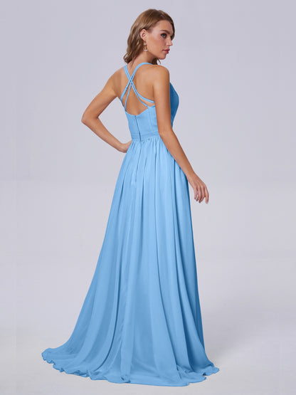 Teagan Elegant Straps Chiffon Long Bridesmaid Dresses