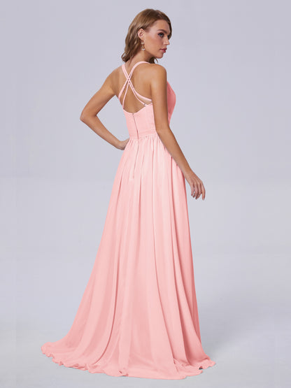 Teagan Elegant Straps Chiffon Long Bridesmaid Dresses