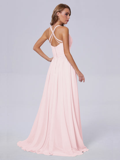 Teagan Elegant Straps Chiffon Long Bridesmaid Dresses