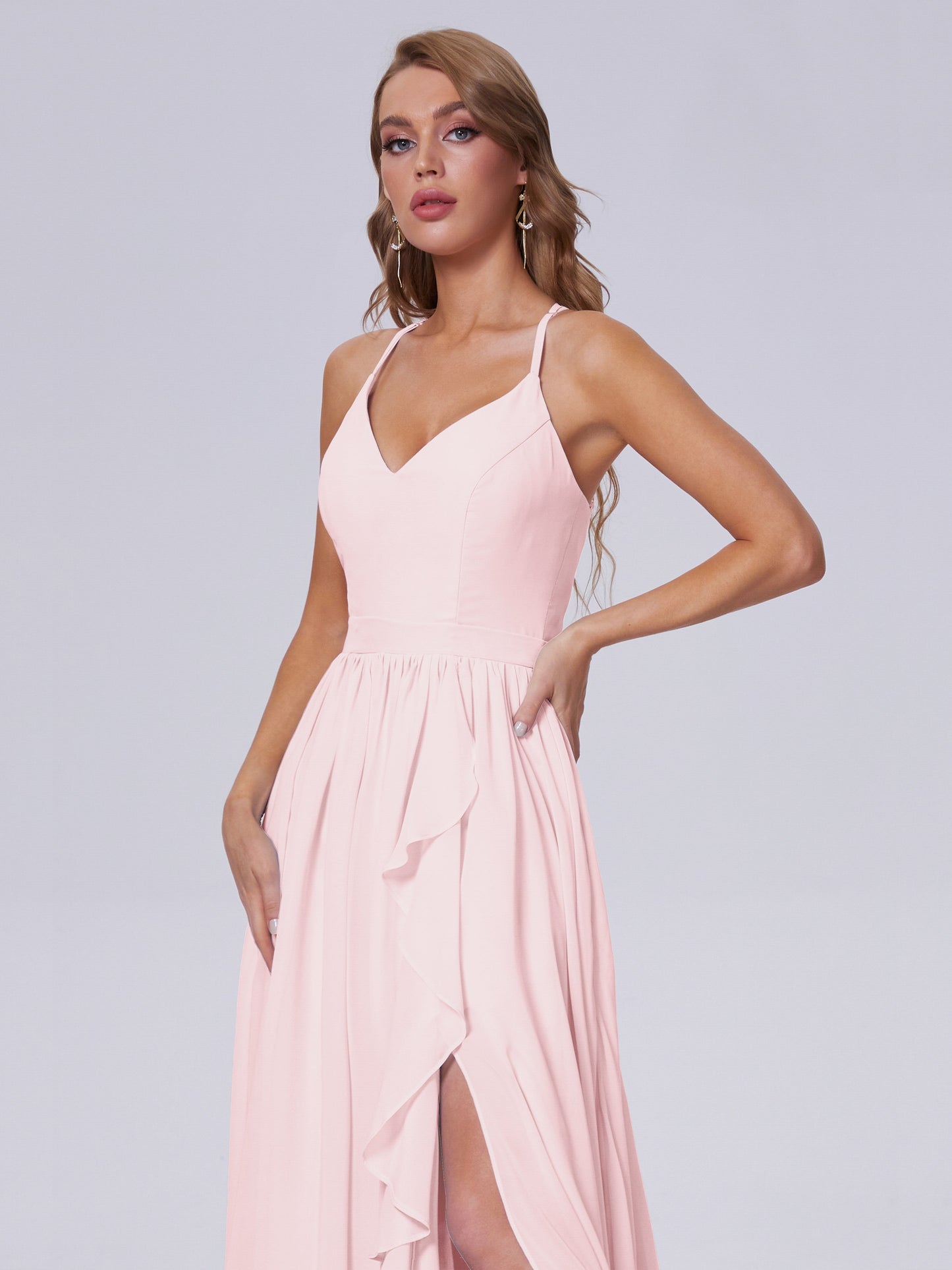 Teagan Elegant Straps Chiffon Long Bridesmaid Dresses