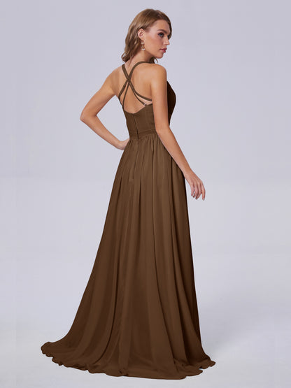 Teagan Elegant Straps Chiffon Long Bridesmaid Dresses