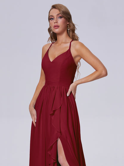 Teagan Elegant Straps Chiffon Long Bridesmaid Dresses