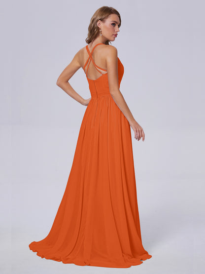 Teagan Elegant Straps Chiffon Long Bridesmaid Dresses
