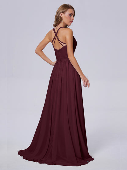 Teagan Elegant Straps Chiffon Long Bridesmaid Dresses