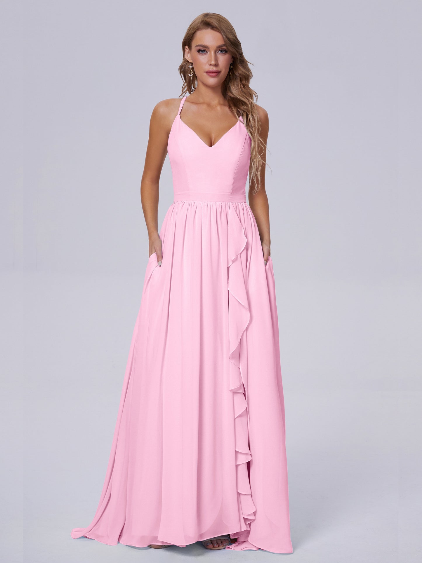 Teagan Elegant Straps Chiffon Long Bridesmaid Dresses