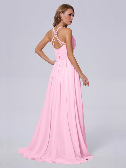 Teagan Elegant Straps Chiffon Long Bridesmaid Dresses