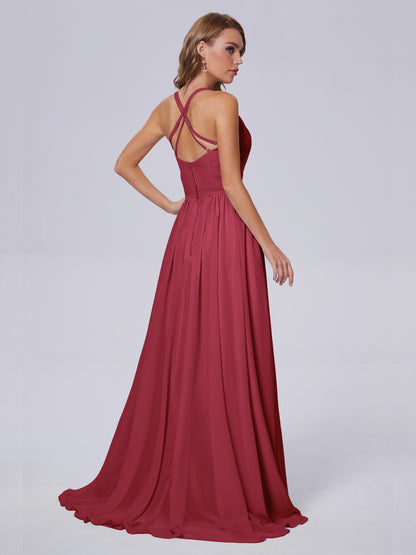 Teagan Elegant Straps Chiffon Long Bridesmaid Dresses