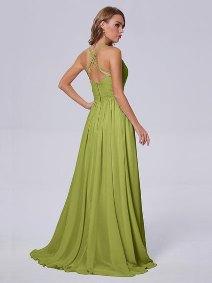 Teagan Elegant Straps Chiffon Long Bridesmaid Dresses