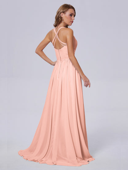 Teagan Elegant Straps Chiffon Long Bridesmaid Dresses
