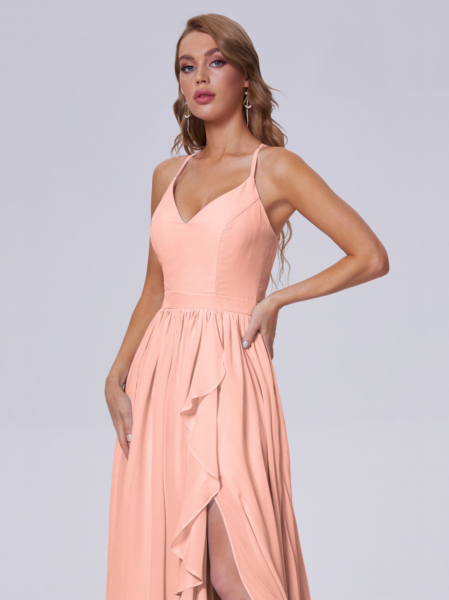 Teagan Elegant Straps Chiffon Long Bridesmaid Dresses