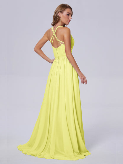 Teagan Elegant Straps Chiffon Long Bridesmaid Dresses