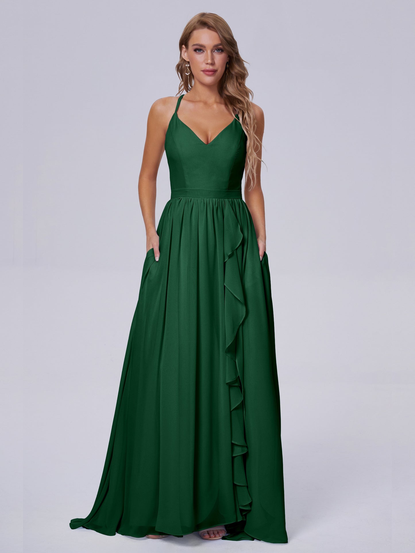 Teagan Elegant Straps Chiffon Long Bridesmaid Dresses