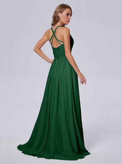 Teagan Elegant Straps Chiffon Long Bridesmaid Dresses