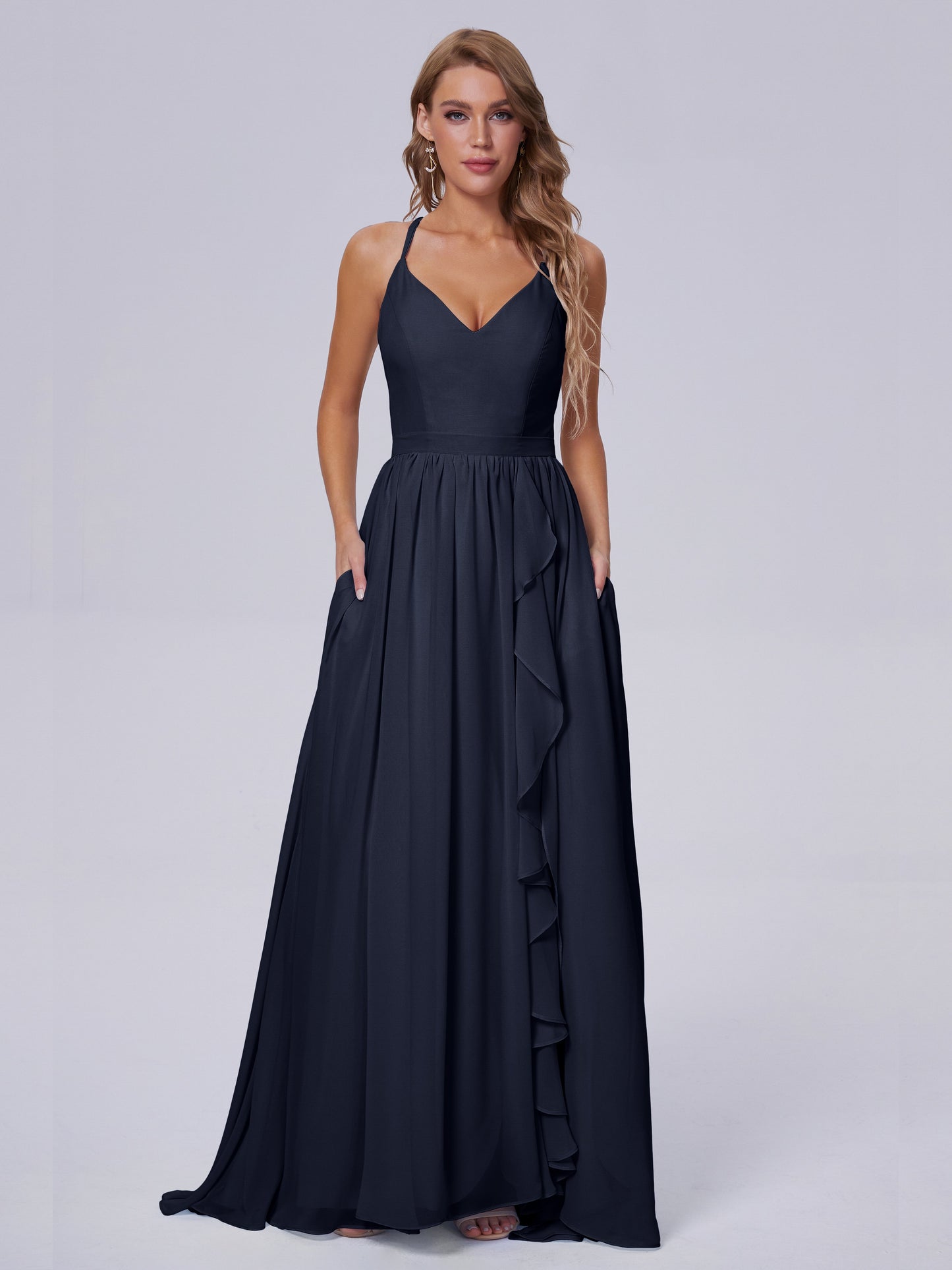 Teagan Elegant Straps Chiffon Long Bridesmaid Dresses