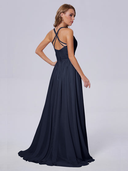 Teagan Elegant Straps Chiffon Long Bridesmaid Dresses