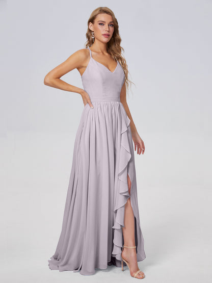 Teagan Elegant Straps Chiffon Long Bridesmaid Dresses