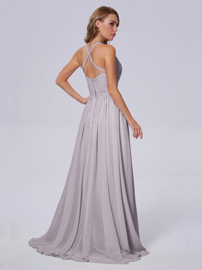 Teagan Elegant Straps Chiffon Long Bridesmaid Dresses