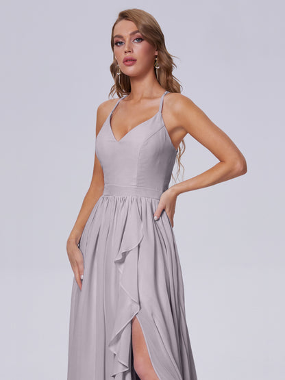 Teagan Elegant Straps Chiffon Long Bridesmaid Dresses