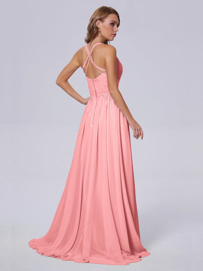 Teagan Elegant Straps Chiffon Long Bridesmaid Dresses