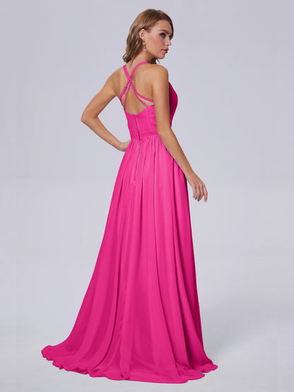Teagan Elegant Straps Chiffon Long Bridesmaid Dresses
