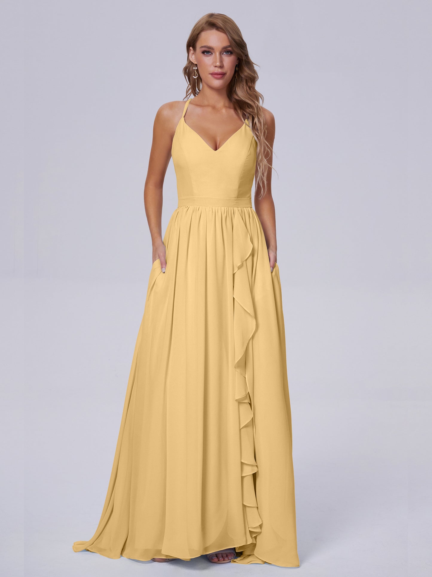 Teagan Elegant Straps Chiffon Long Bridesmaid Dresses
