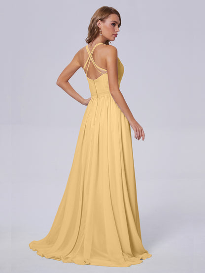 Teagan Elegant Straps Chiffon Long Bridesmaid Dresses