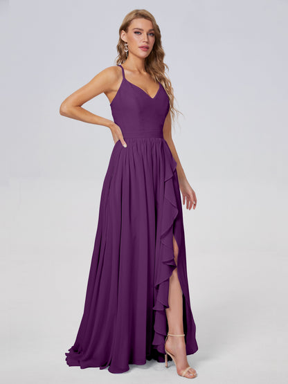 Teagan Elegant Straps Chiffon Long Bridesmaid Dresses