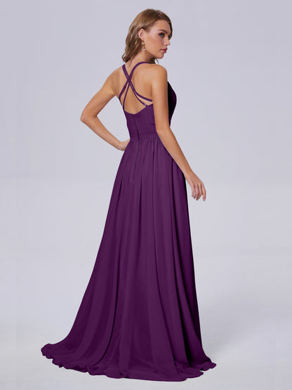 Teagan Elegant Straps Chiffon Long Bridesmaid Dresses