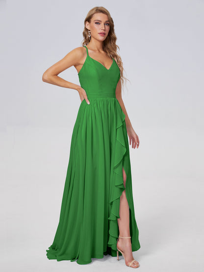 Teagan Elegant Straps Chiffon Long Bridesmaid Dresses