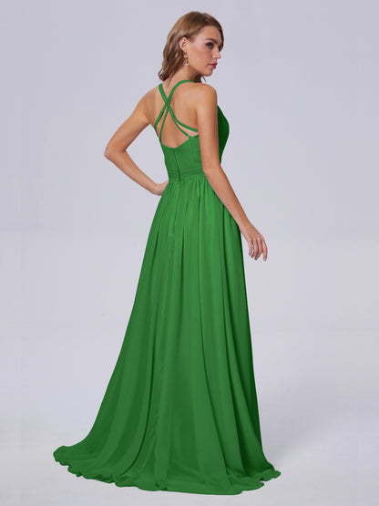 Teagan Elegant Straps Chiffon Long Bridesmaid Dresses