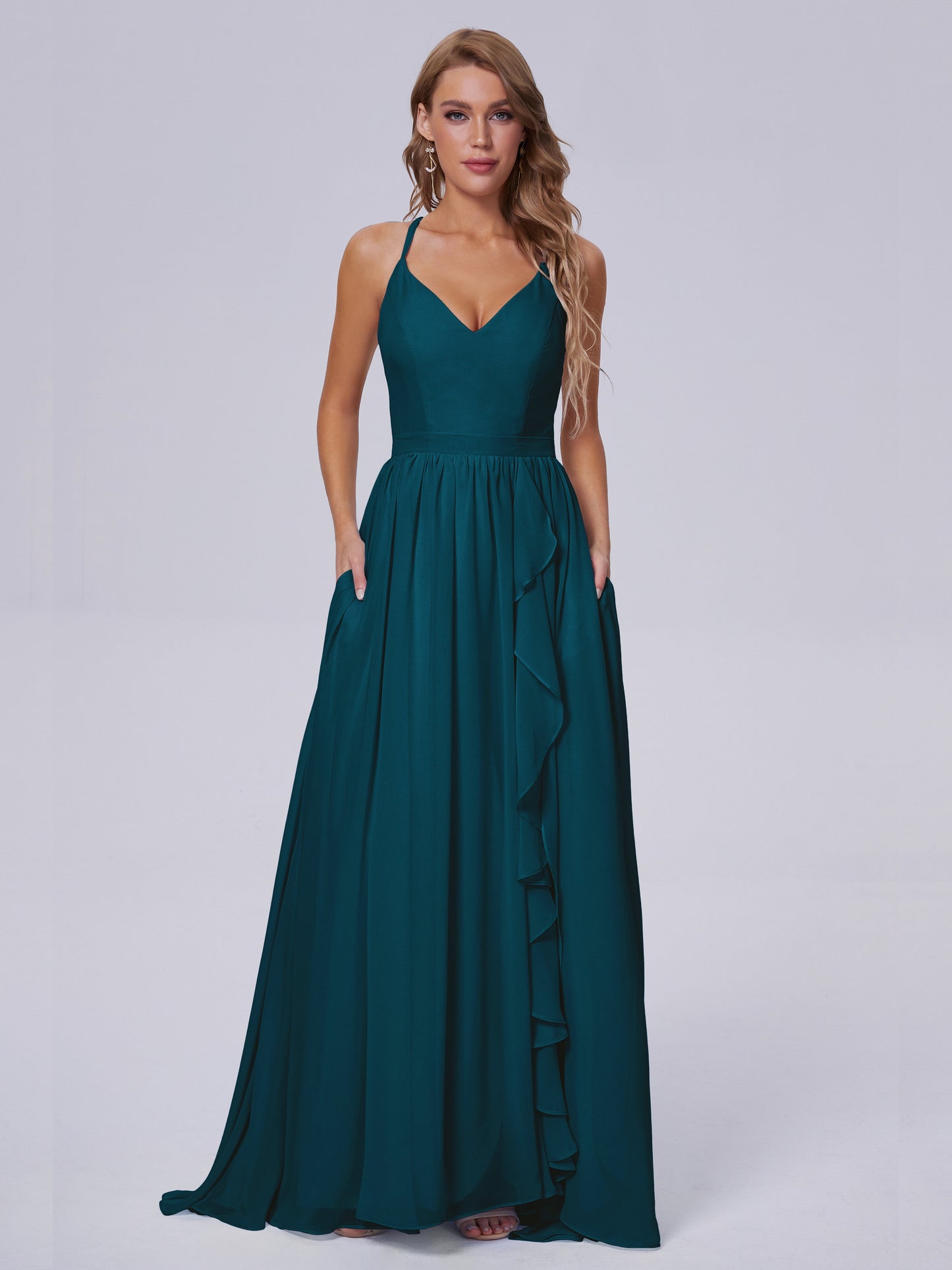 Teagan Elegant Straps Chiffon Long Bridesmaid Dresses