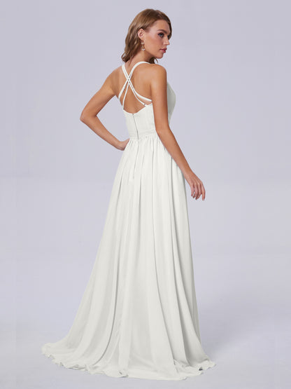 Teagan Elegant Straps Chiffon Long Bridesmaid Dresses