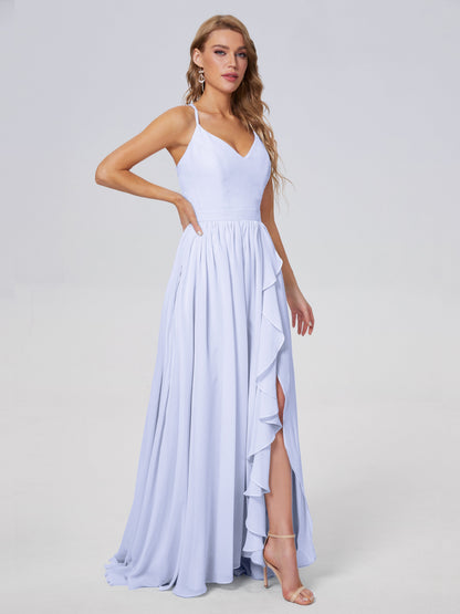Teagan Elegant Straps Chiffon Long Bridesmaid Dresses