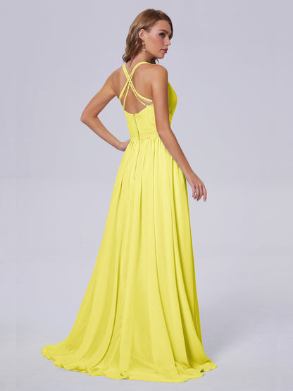 Teagan Elegant Straps Chiffon Long Bridesmaid Dresses