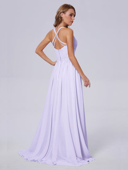 Teagan Elegant Straps Chiffon Long Bridesmaid Dresses