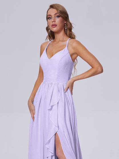 Teagan Elegant Straps Chiffon Long Bridesmaid Dresses