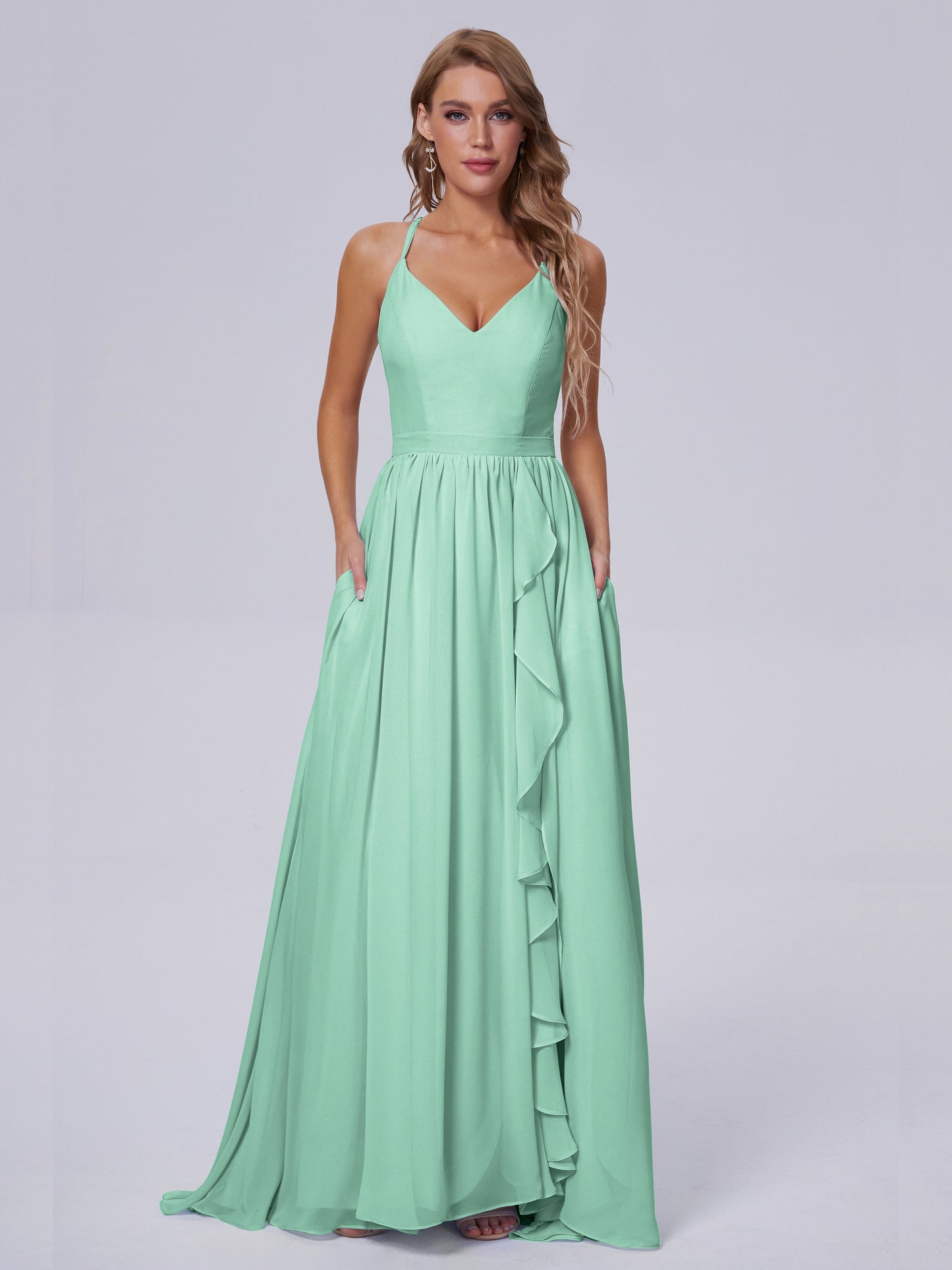 Teagan Elegant Straps Chiffon Long Bridesmaid Dresses