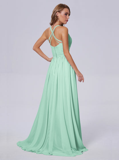 Teagan Elegant Straps Chiffon Long Bridesmaid Dresses