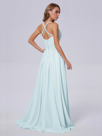 Teagan Elegant Straps Chiffon Long Bridesmaid Dresses