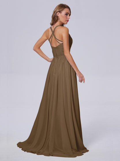 Teagan Elegant Straps Chiffon Long Bridesmaid Dresses
