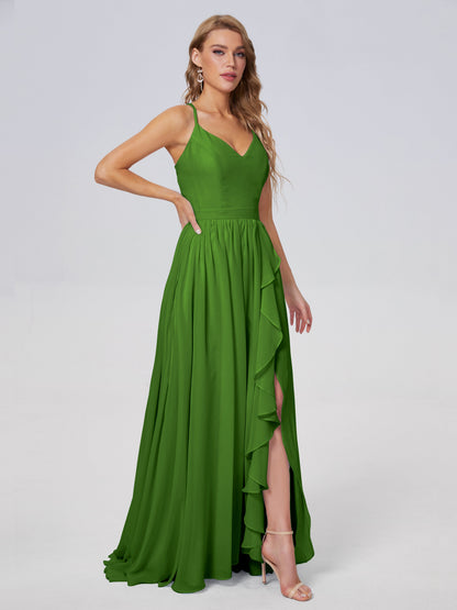 Teagan Elegant Straps Chiffon Long Bridesmaid Dresses
