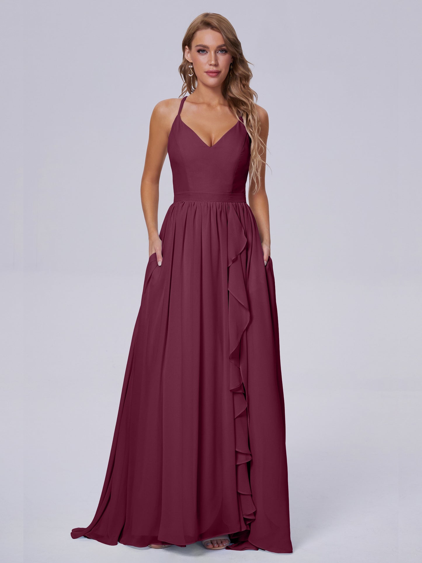 Teagan Elegant Straps Chiffon Long Bridesmaid Dresses