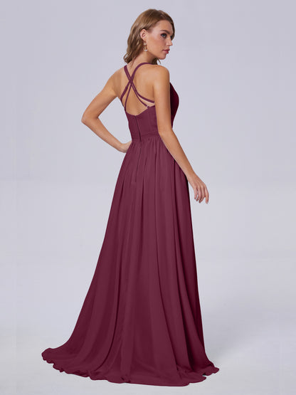 Teagan Elegant Straps Chiffon Long Bridesmaid Dresses