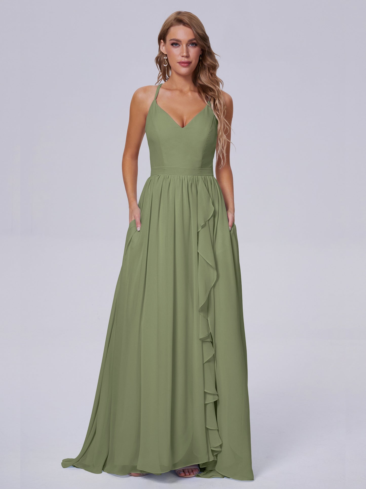Teagan Elegant Straps Chiffon Long Bridesmaid Dresses