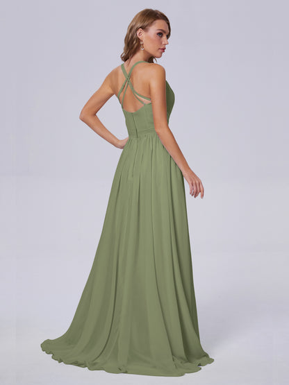Teagan Elegant Straps Chiffon Long Bridesmaid Dresses