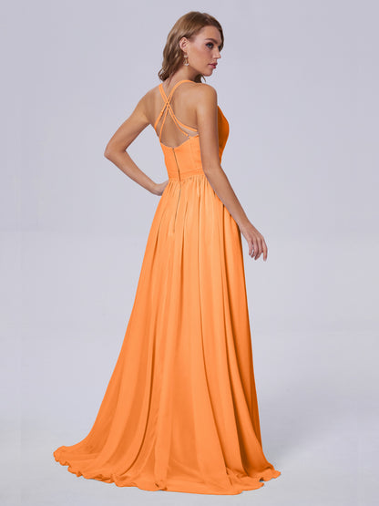 Teagan Elegant Straps Chiffon Long Bridesmaid Dresses