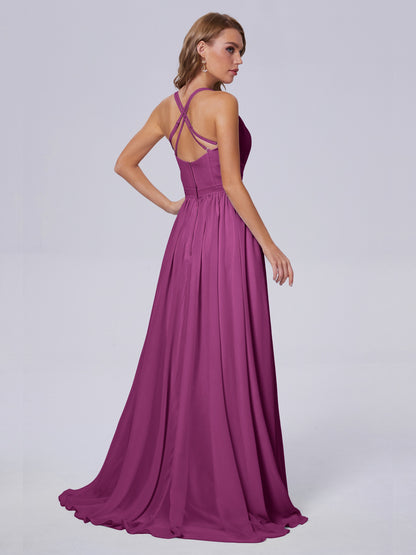 Teagan Elegant Straps Chiffon Long Bridesmaid Dresses